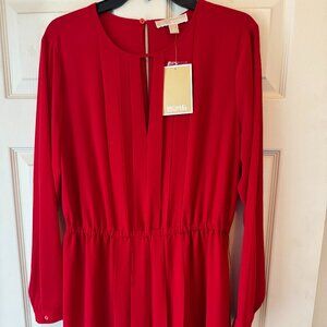 Michael Kors Women's Long Sleeve Dress JH58VXW7R3  RED Blaze $160 NEW with TAGS